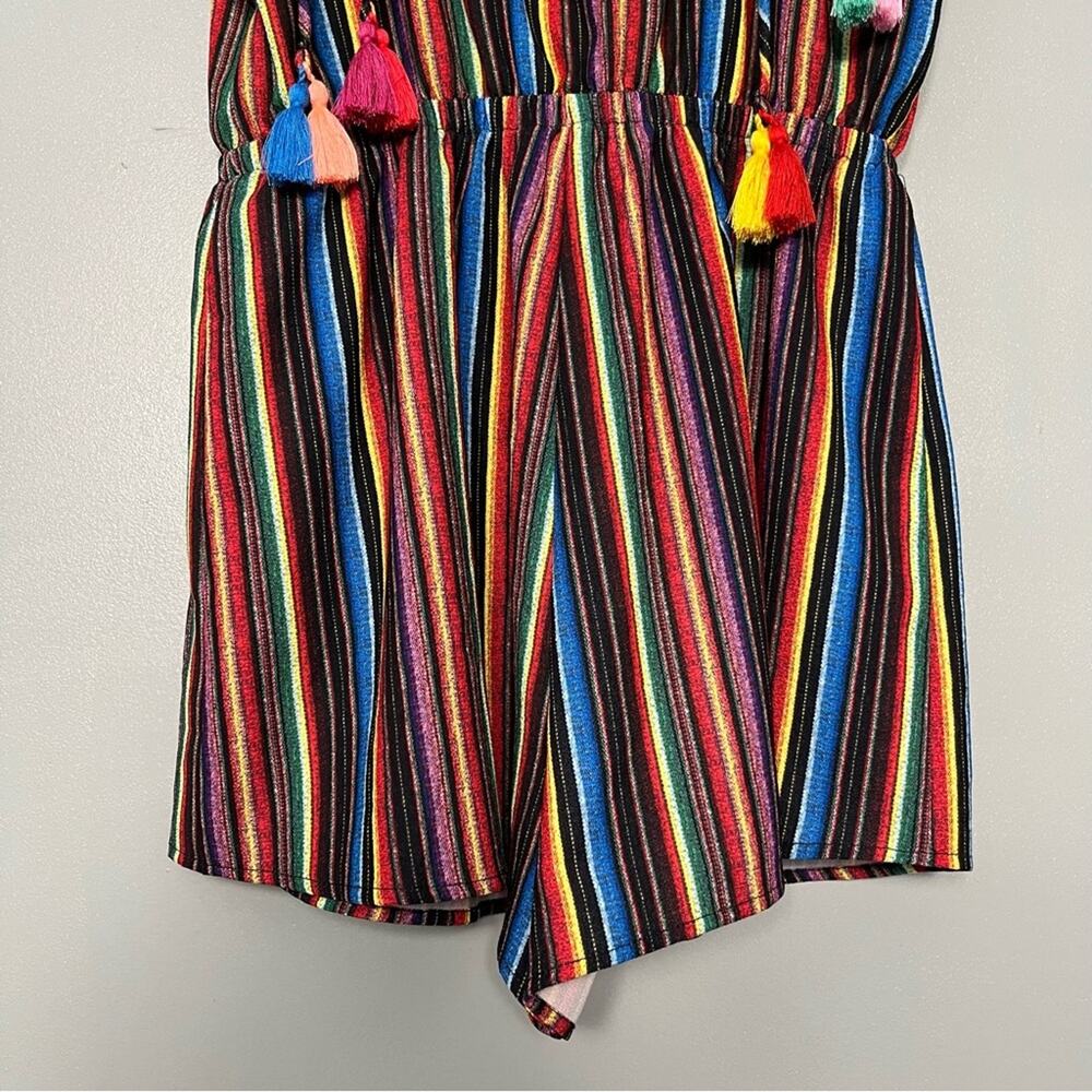 Show Me Your MuMu Rorey Fiesta Multi Stripe Shorts Romper with Tassels Women’s M - Picture 6 of 10
